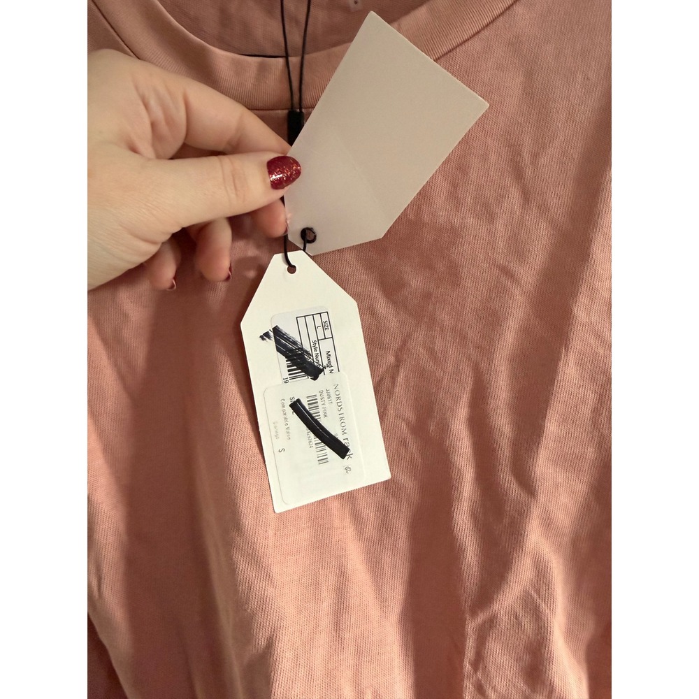 ENGLISH FACTORY Pink Scallop Trim Peplum Top Short Sleeve Crew Neck Women Size S - Picture 5 of 7